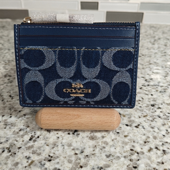 Coach Mini Skinny Id Case In Signature Denim - Picture 5 of 6